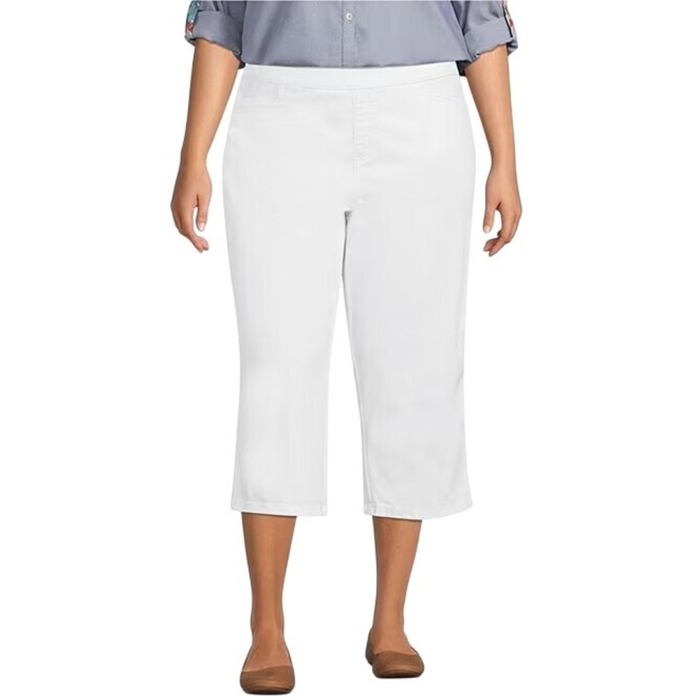Intro Love The Fit  Plus Size 24W White Pull On Comfort Waist Capri Pants‎ NWT